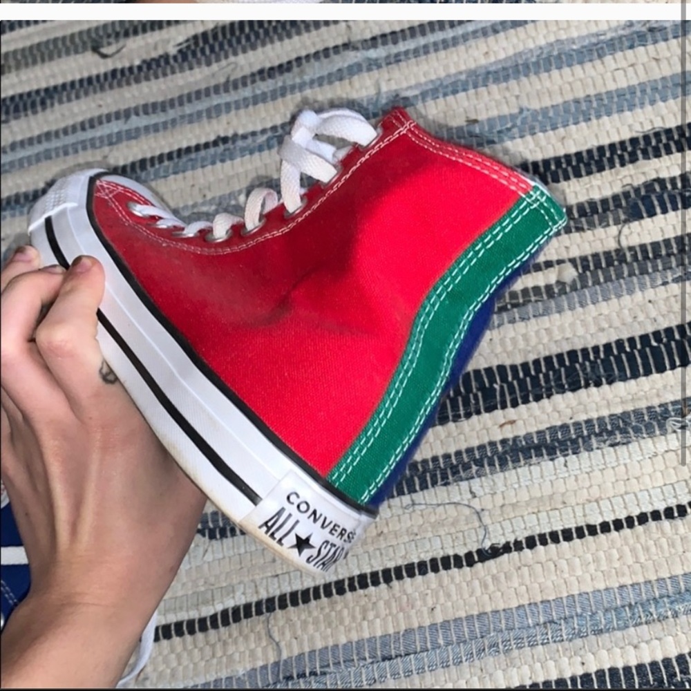 RED BLUE GREEN YELLOW COLORBLOCK HIGHTOP CONVERSE